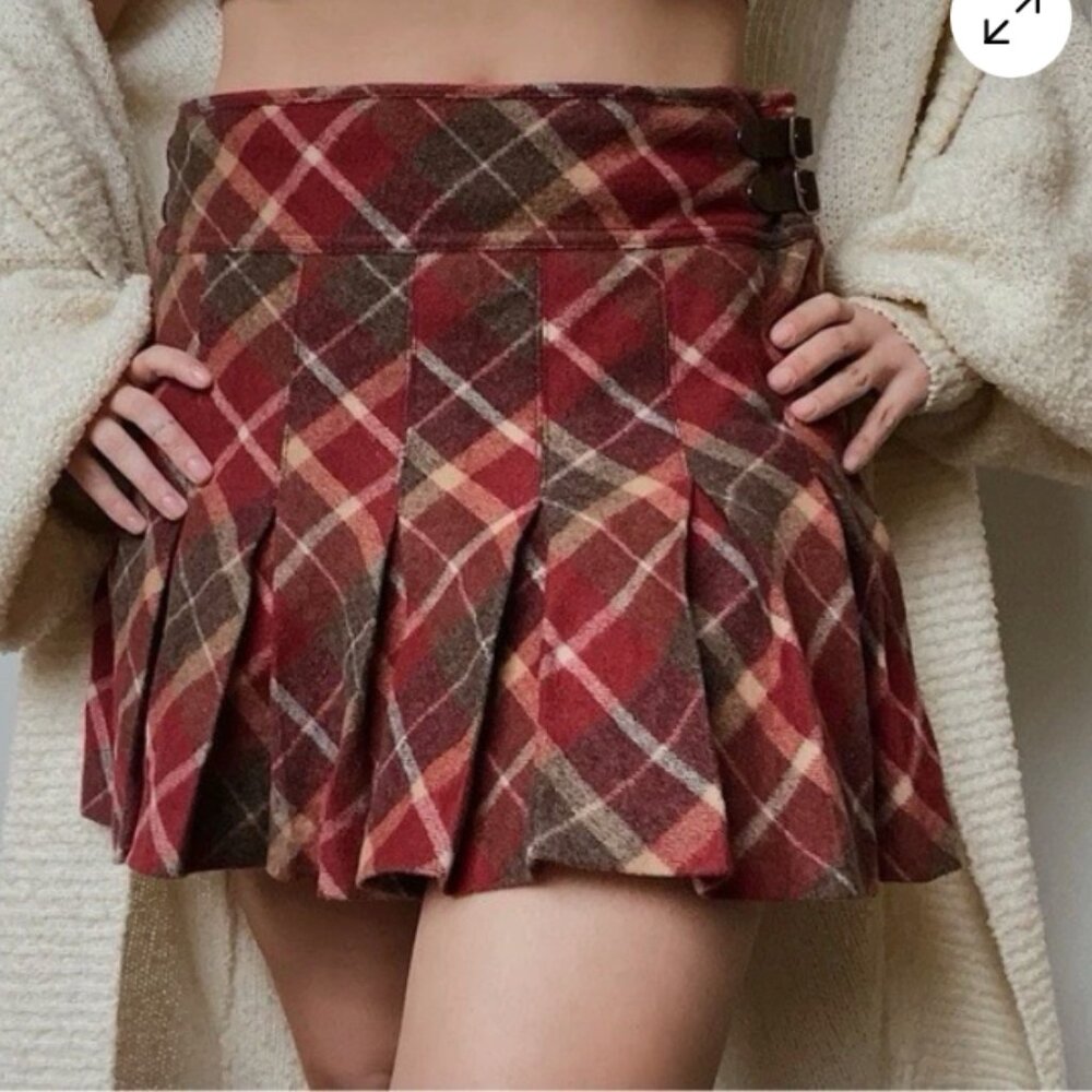 RARE Vintage Plaid Polo Ralph Lauren Mini Skirt Wool Blend Academia 8